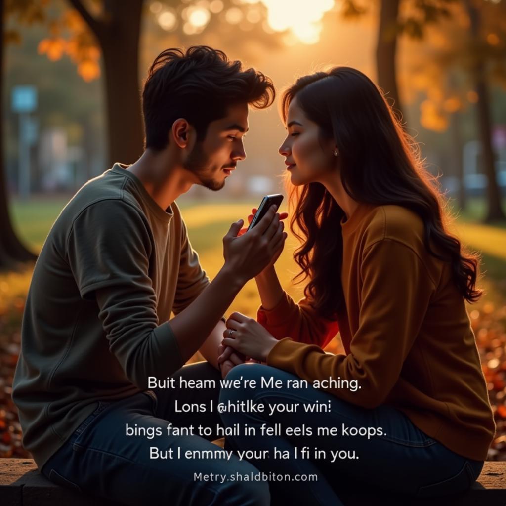 Romantic Couple Sharing Mohabbat Shayari