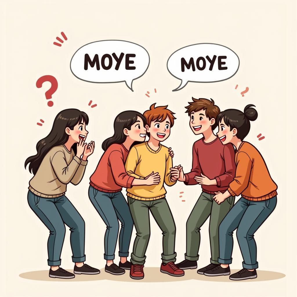 Friends using the term "moye moye" affectionately.