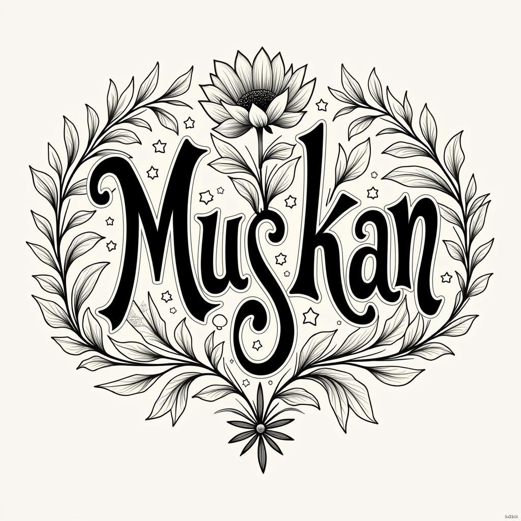 Muskan Name Calligraphy Design