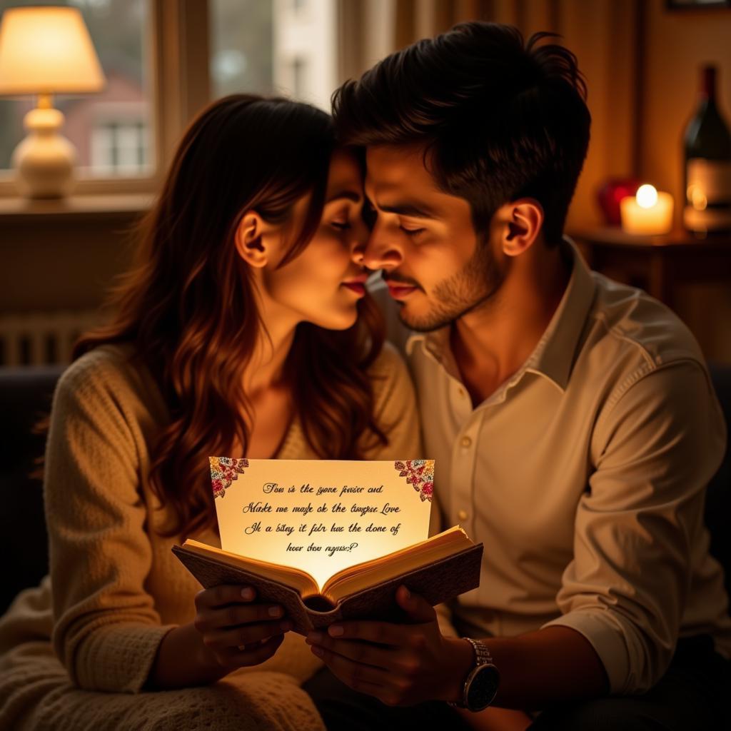 Romantic Couple Sharing Personalized Shayari