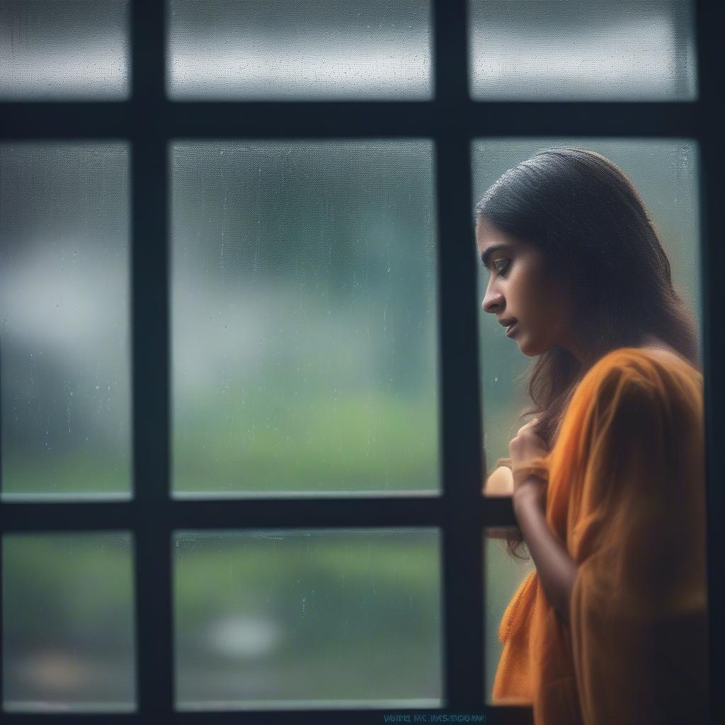 Sad Girl with Shayari Overlay