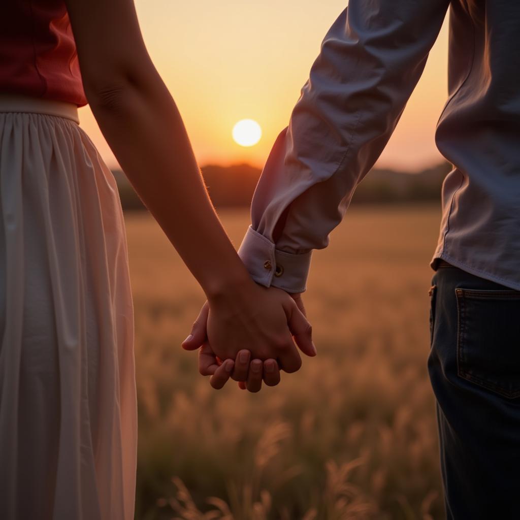 Close-up of a couple holding hands, representing love and connection emphasized by pyari shayari