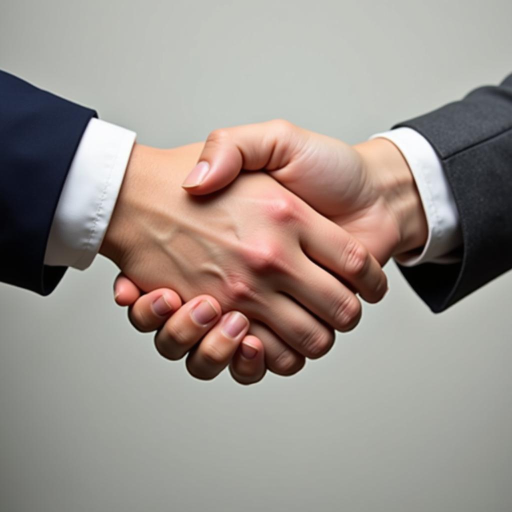 Two hands clasped in a handshake, symbolizing the rebuilding of trust.