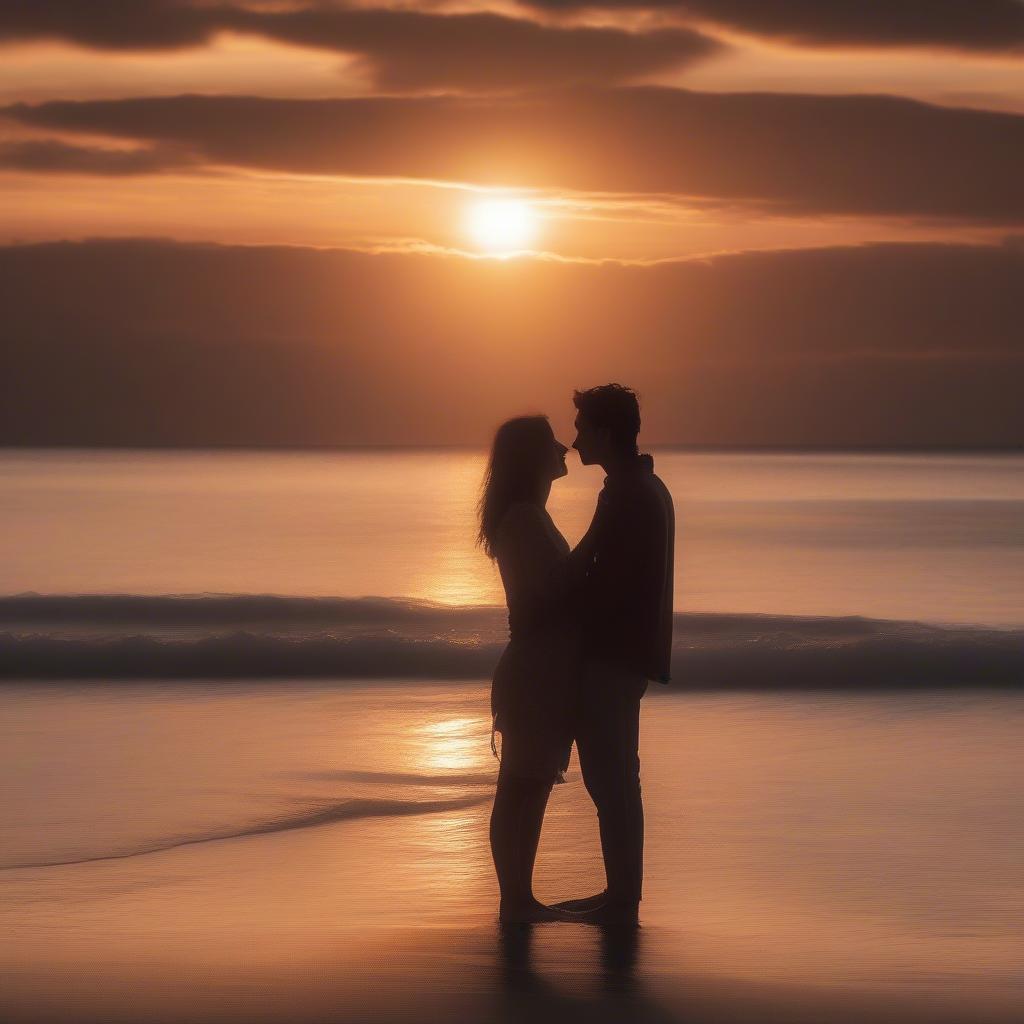 Romantic Couple Kissing on the Beach