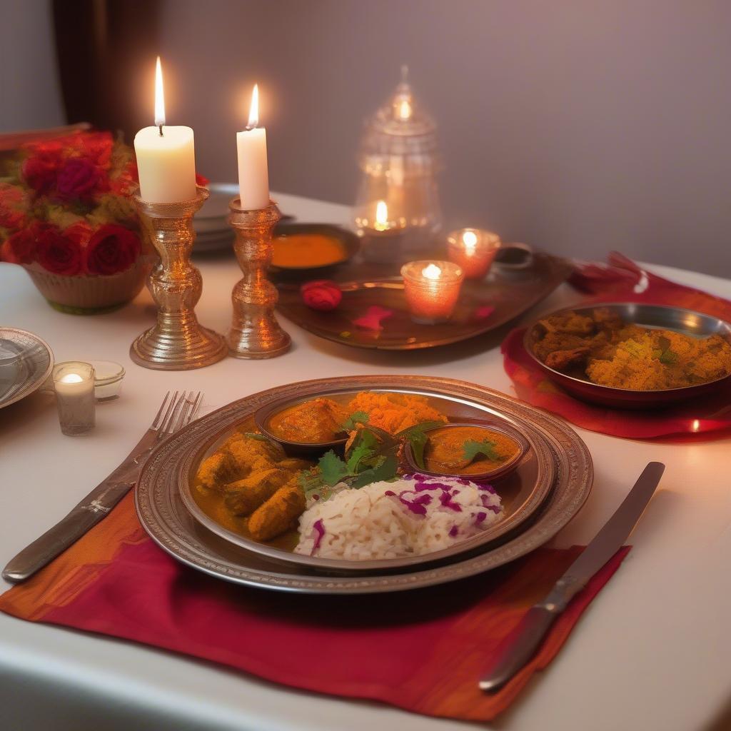 Romantic dinner with Indian cuisine