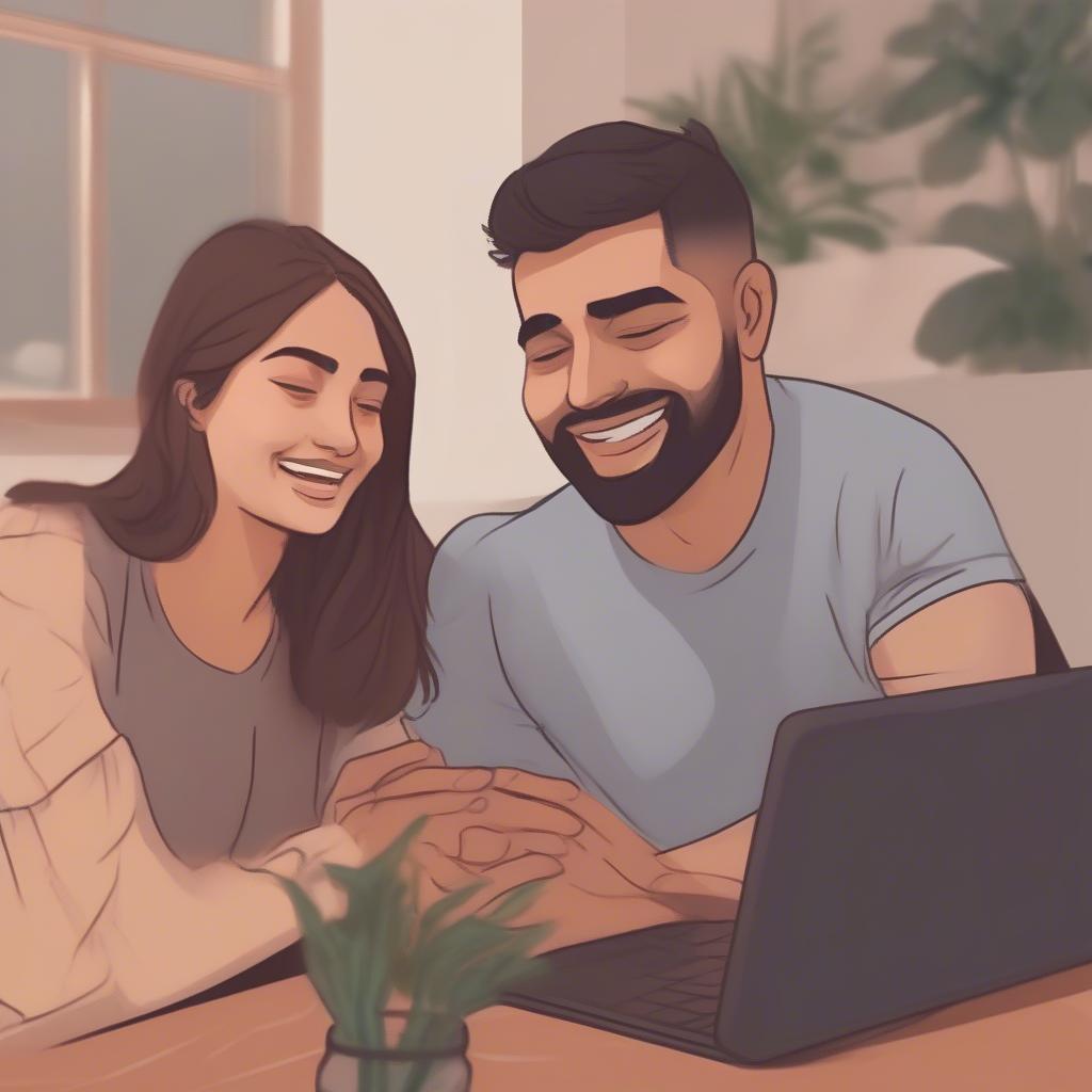 Couple Connecting Through Video Call