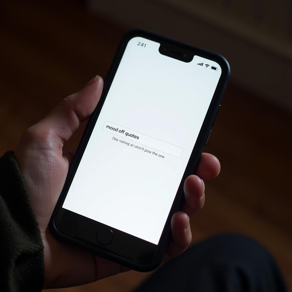 A person searching for mood off quotes on their phone, seeking comfort and connection