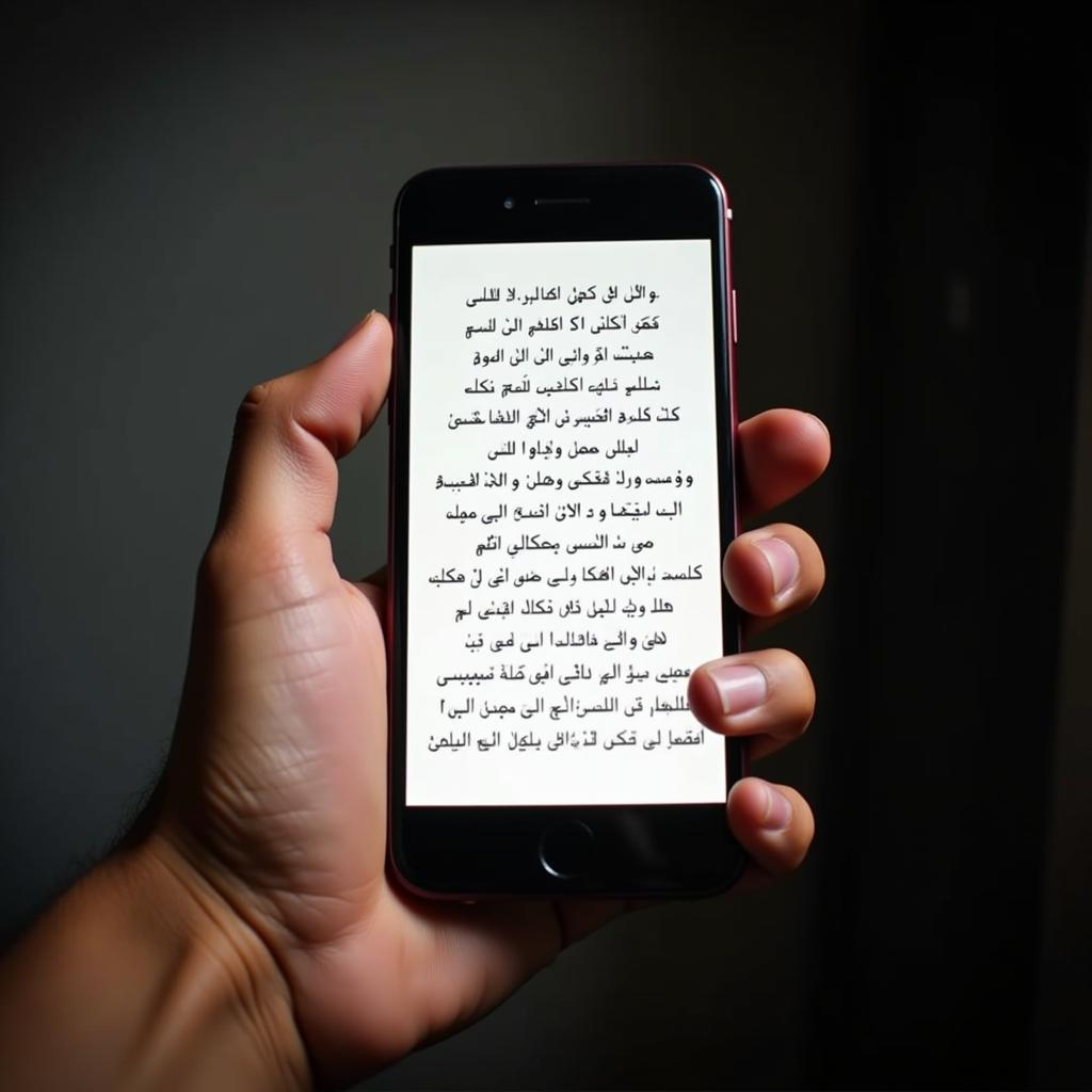 Close-up of a hand holding a phone displaying shayari about heartbreak.