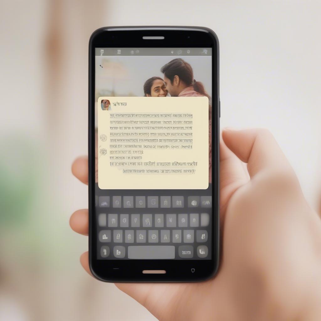 Short Hindi BF Status Messages: A phone screen displaying a short, sweet Hindi message expressing love.