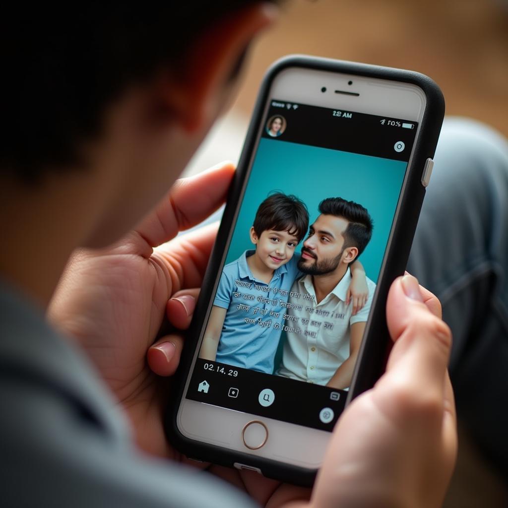 A phone screen displaying a social media post with a bade bhai status.