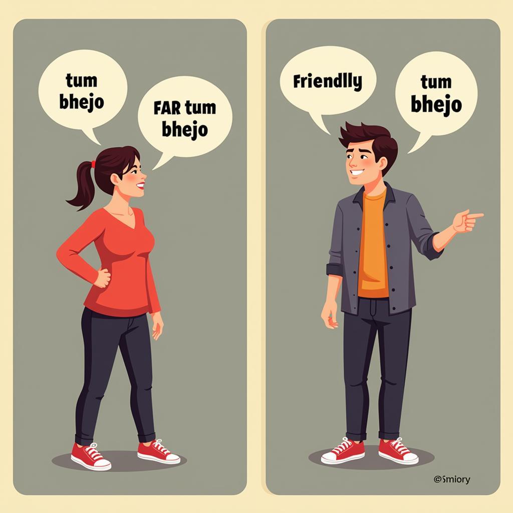 Demonstrating how nonverbal cues can change the meaning of "tum bhejo"