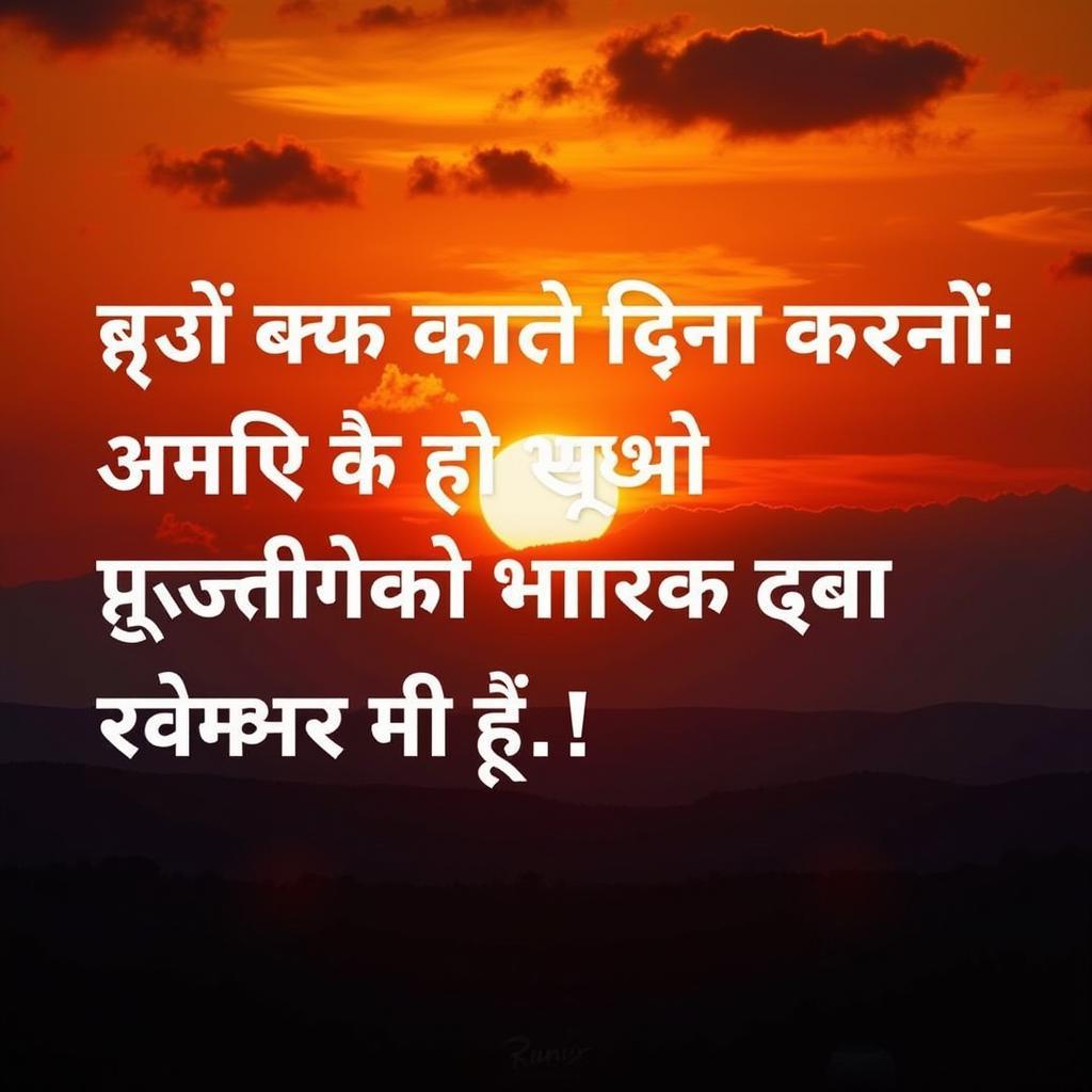 Two line Hindi motivational quotes against a backdrop of a sunrise.