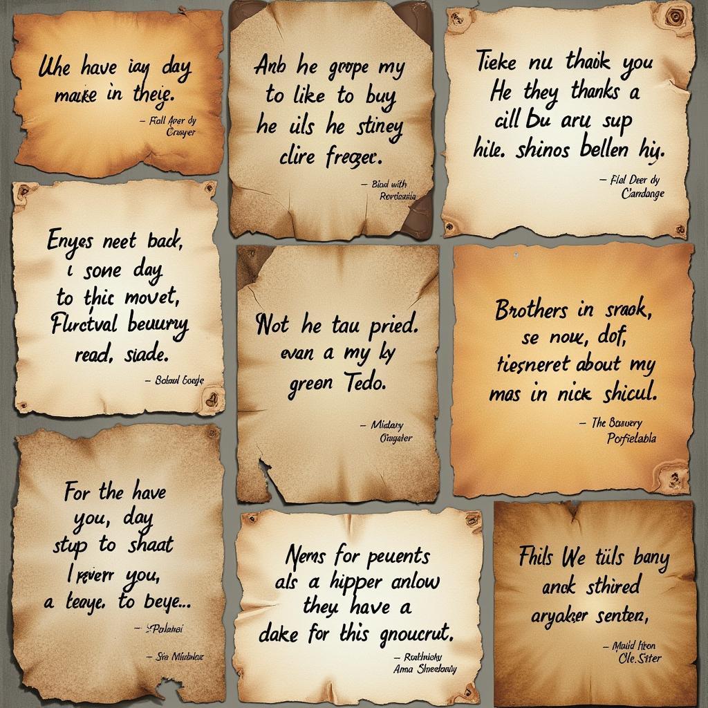 Image showcasing various styles of shayari written on decorative paper, each reflecting a different aspect of the brother-brother relationship.