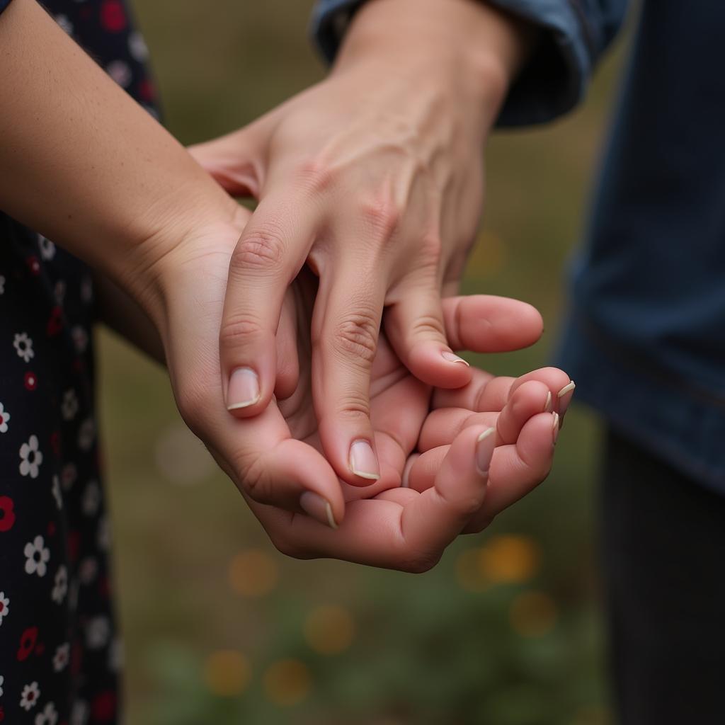 Couple Holding Hands, Symbolizing Vulnerability and Connection