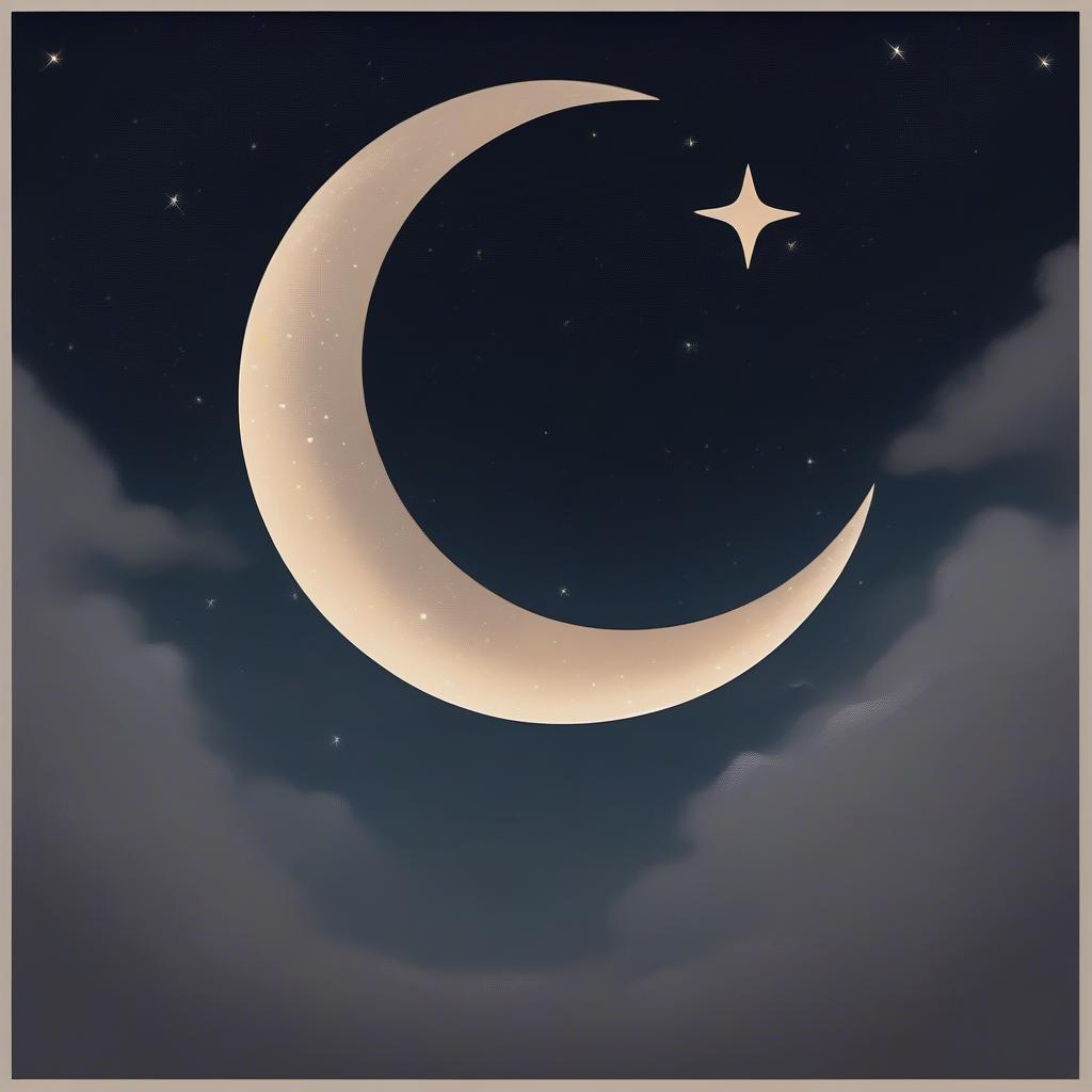 A crescent moon in a dark night sky, symbolizing the distant, unattainable nature of a lost love.