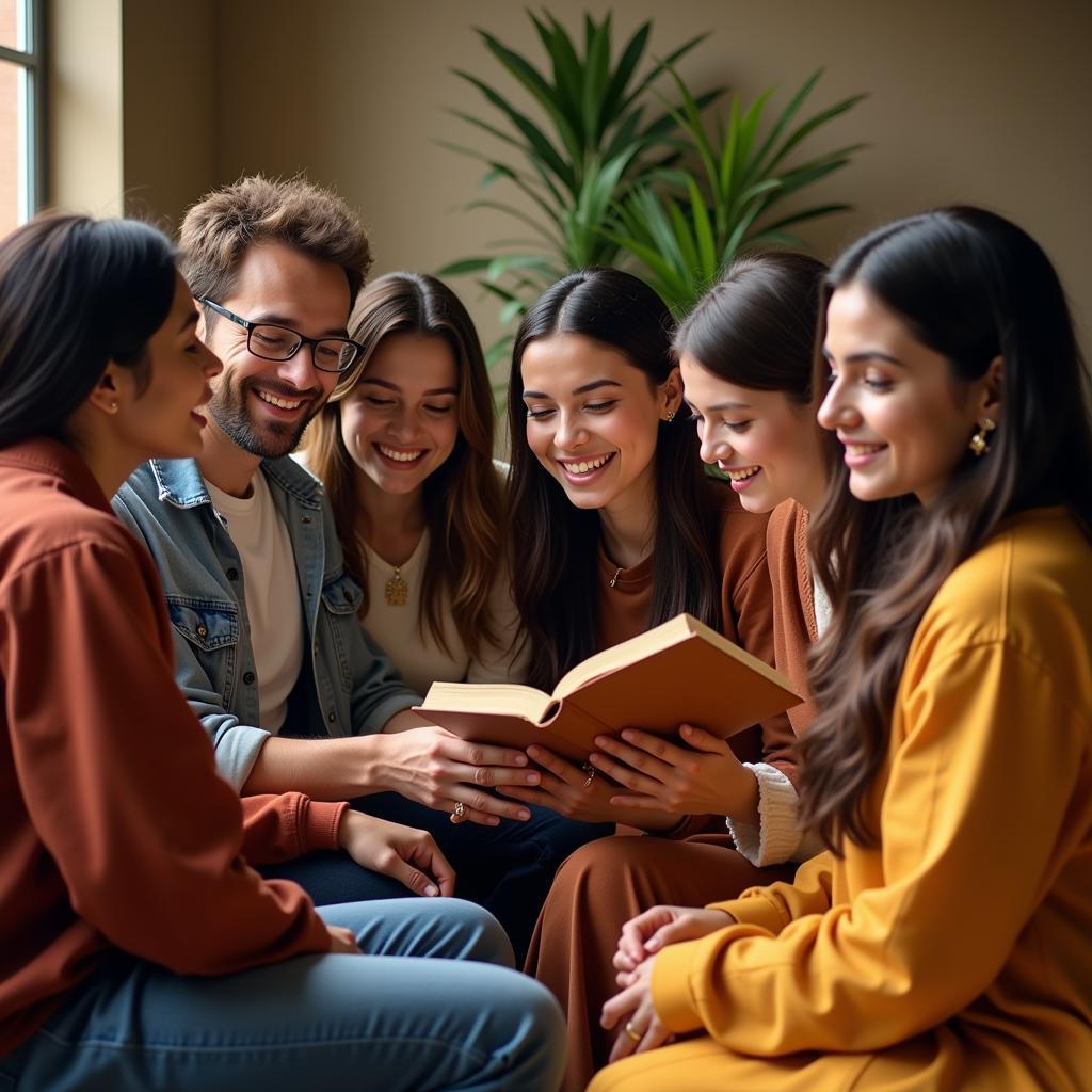 Friends sharing a moment of laughter and joy, representing the shared experience of enjoying zindagi shayari.