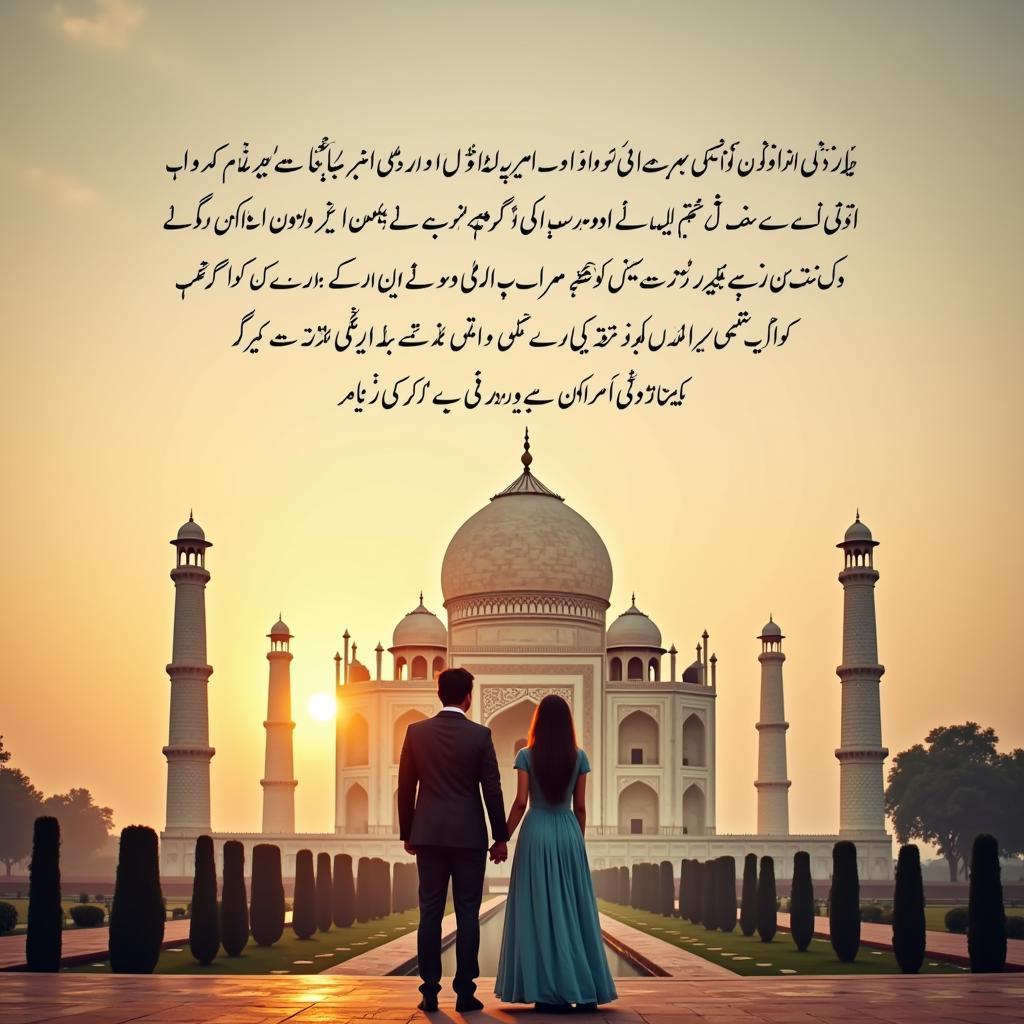 Agra Shayari against the backdrop of the Taj Mahal