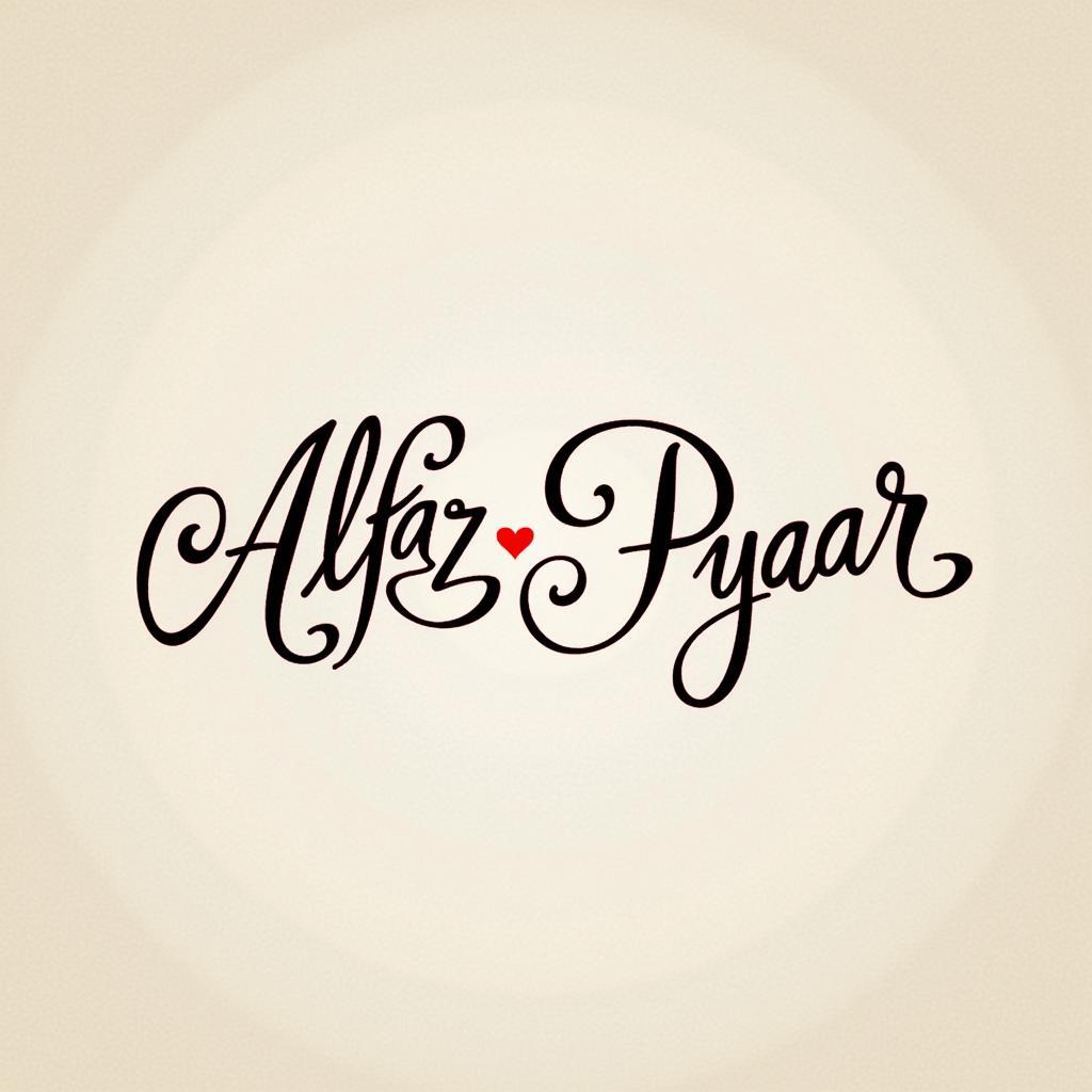 Calligraphy showcasing the words "Alfaz" and "Pyaar" in elegant Hindi script.