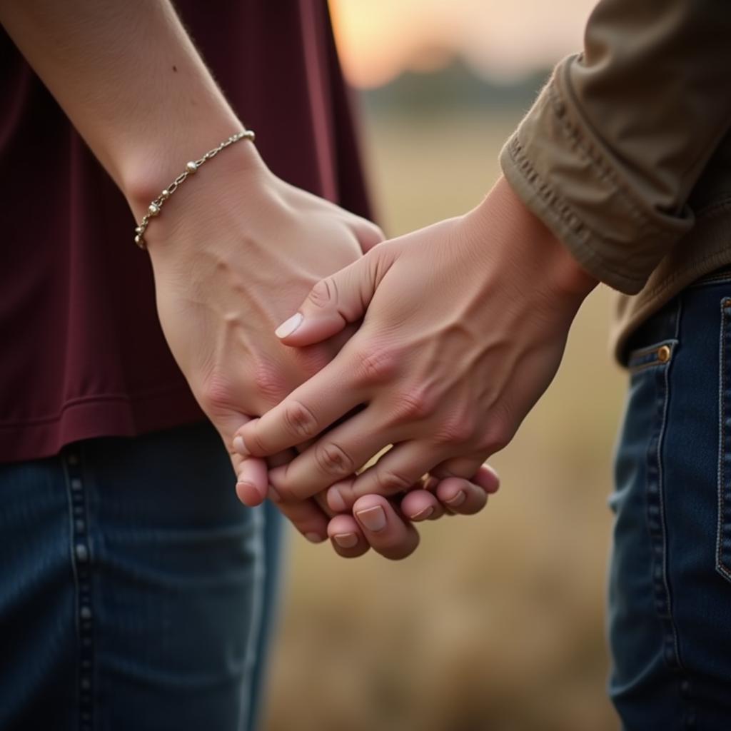 Romantic couple holding hands, illustrating the theme of love in apnapan shayari