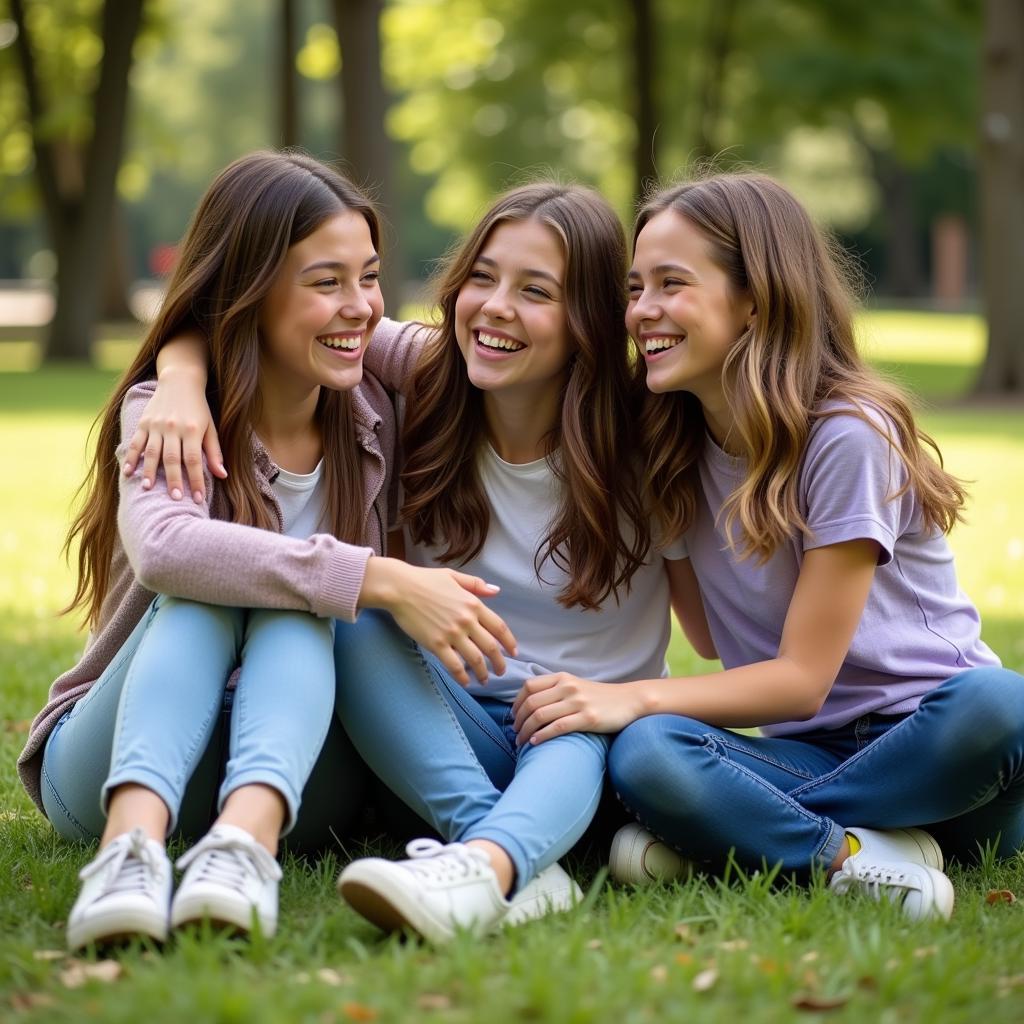 A diverse group of girlfriends laughing together, showcasing genuine connection and female empowerment.