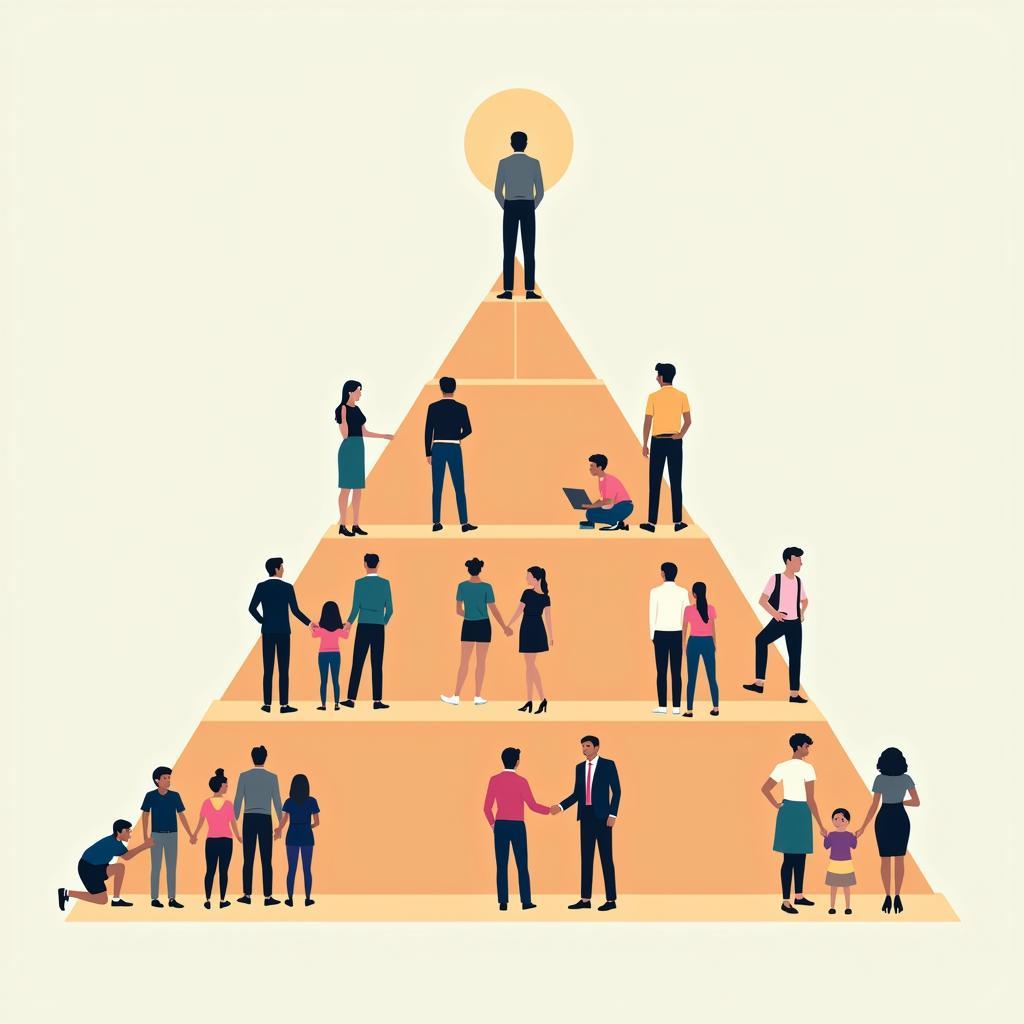 Depiction of social hierarchy and its impact on individuals.