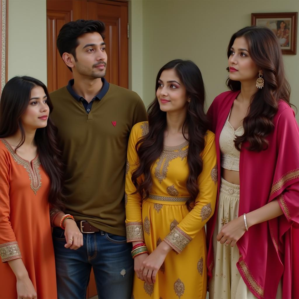 Aur Pyaar Ho Gaya Main Cast: A photo featuring Kanchi Singh and Harsh Rajput as Avni and Raj, the lead couple of the show, along with Smita Bansal and Waseem Sheikh, showcasing the main cast in a scene that captures the show's heartwarming family dynamic.