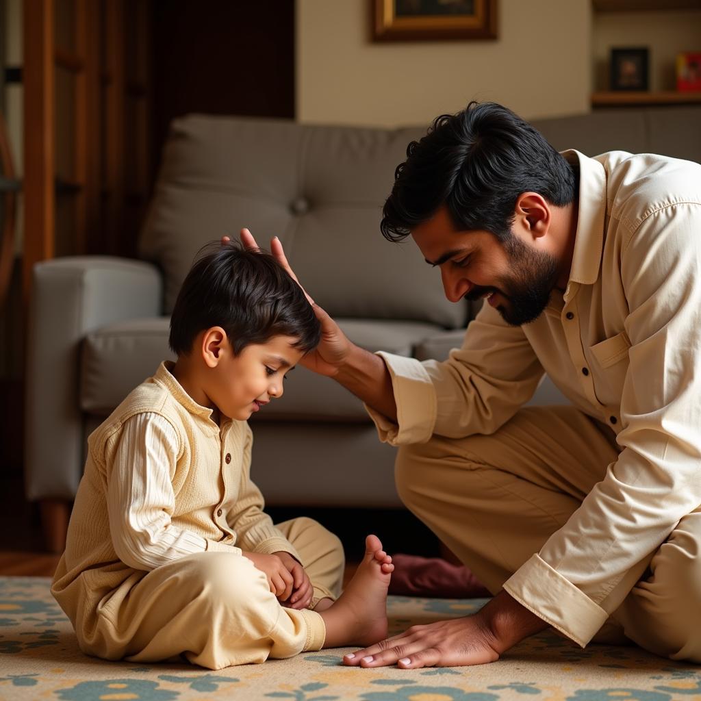 Image depicting the respect and love towards an older brother in Indian culture