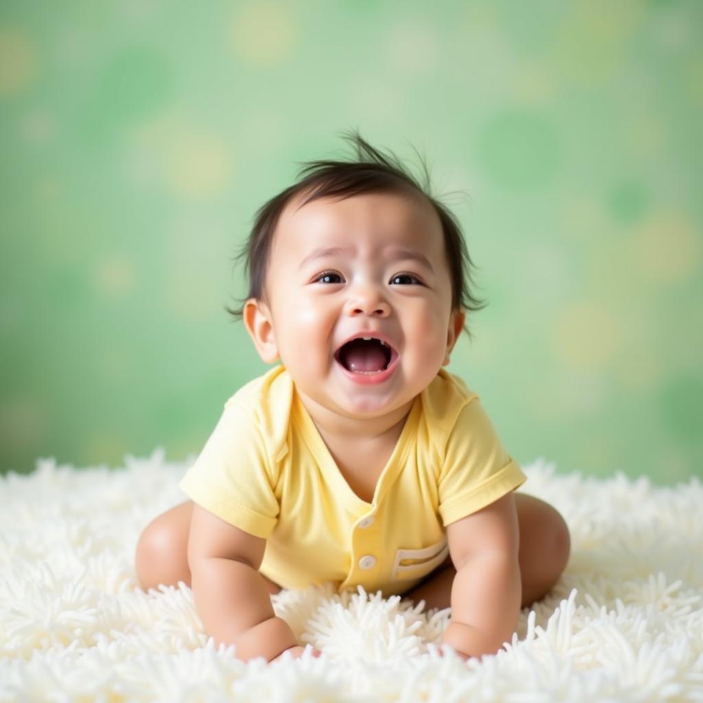 A baby giggling, showcasing the quintessential cuteness that the phrase "bahut cute hai" encapsulates.