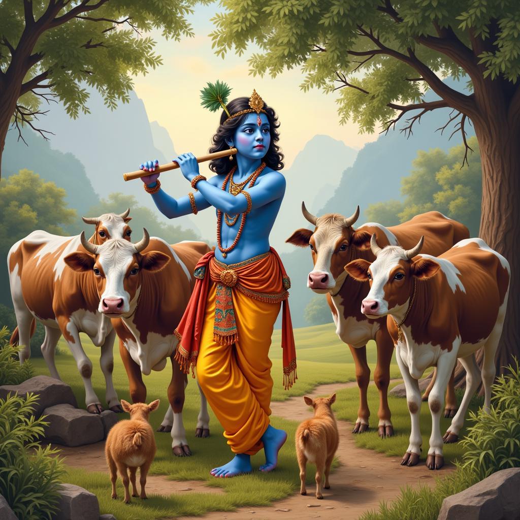 Bhagvan Krishna Playing the Flute