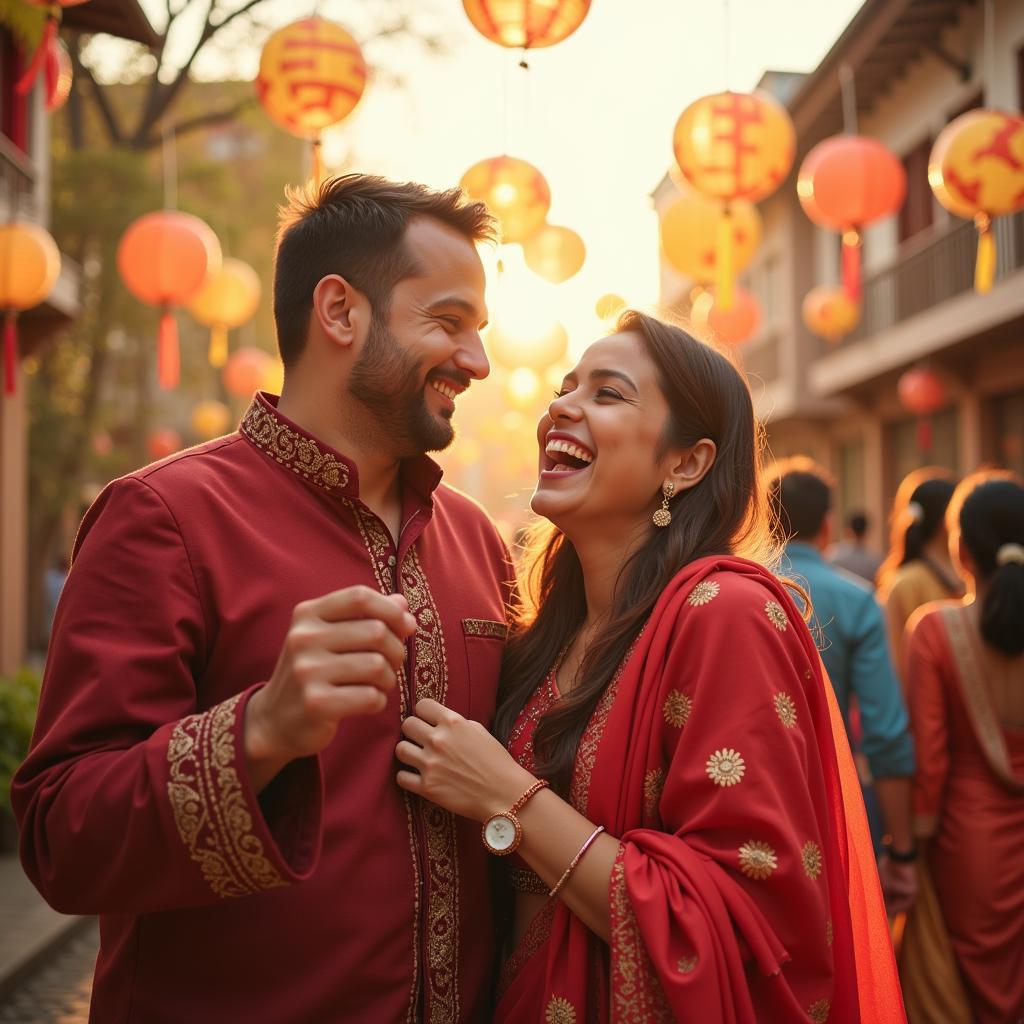 Bhaiya and Bhabhi celebrating a festival together