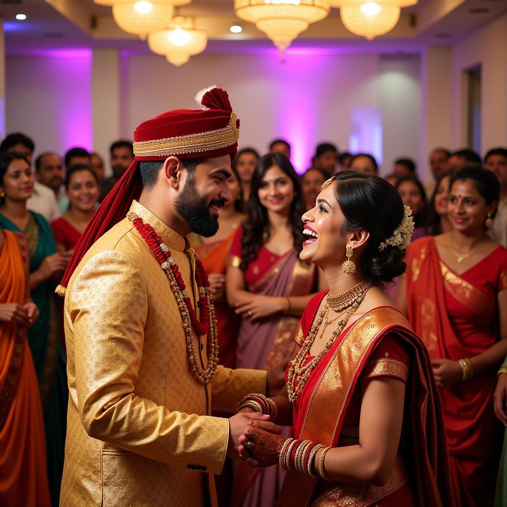 Bhaiya and Bhabhi Celebrating at a Wedding