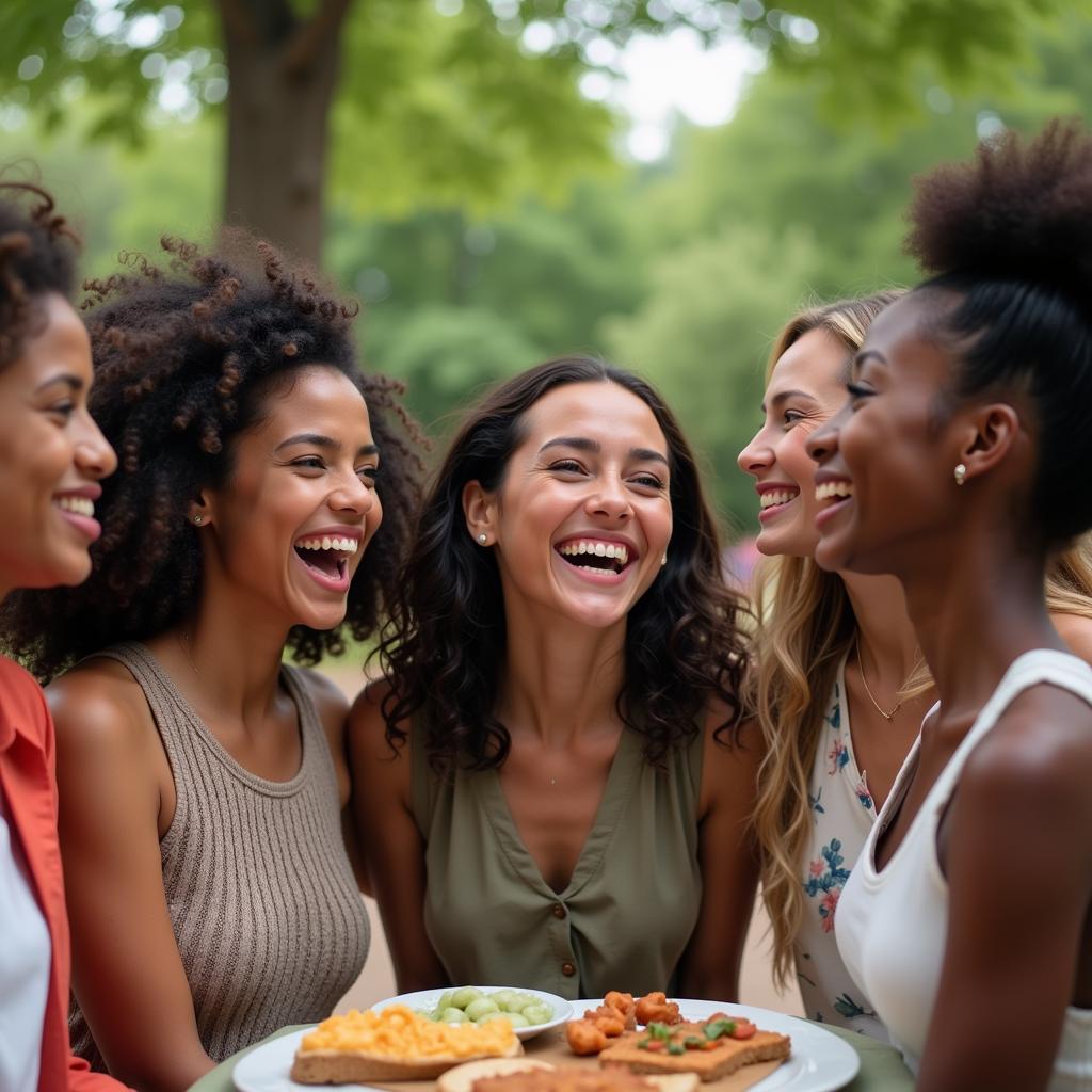 A group of young women laughing together, enjoying each other's company, and radiating genuine joy.