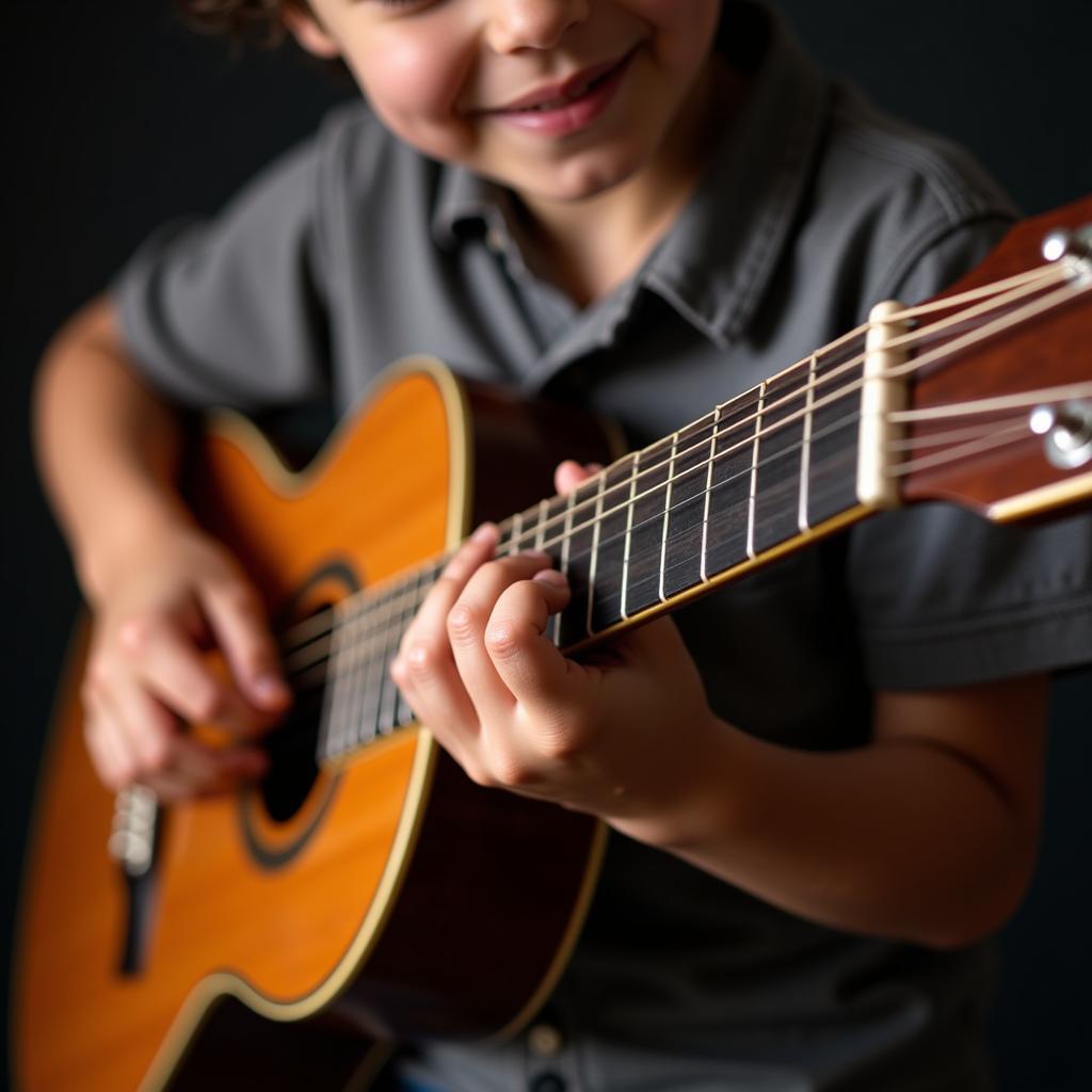 Boy showcasing musical talent