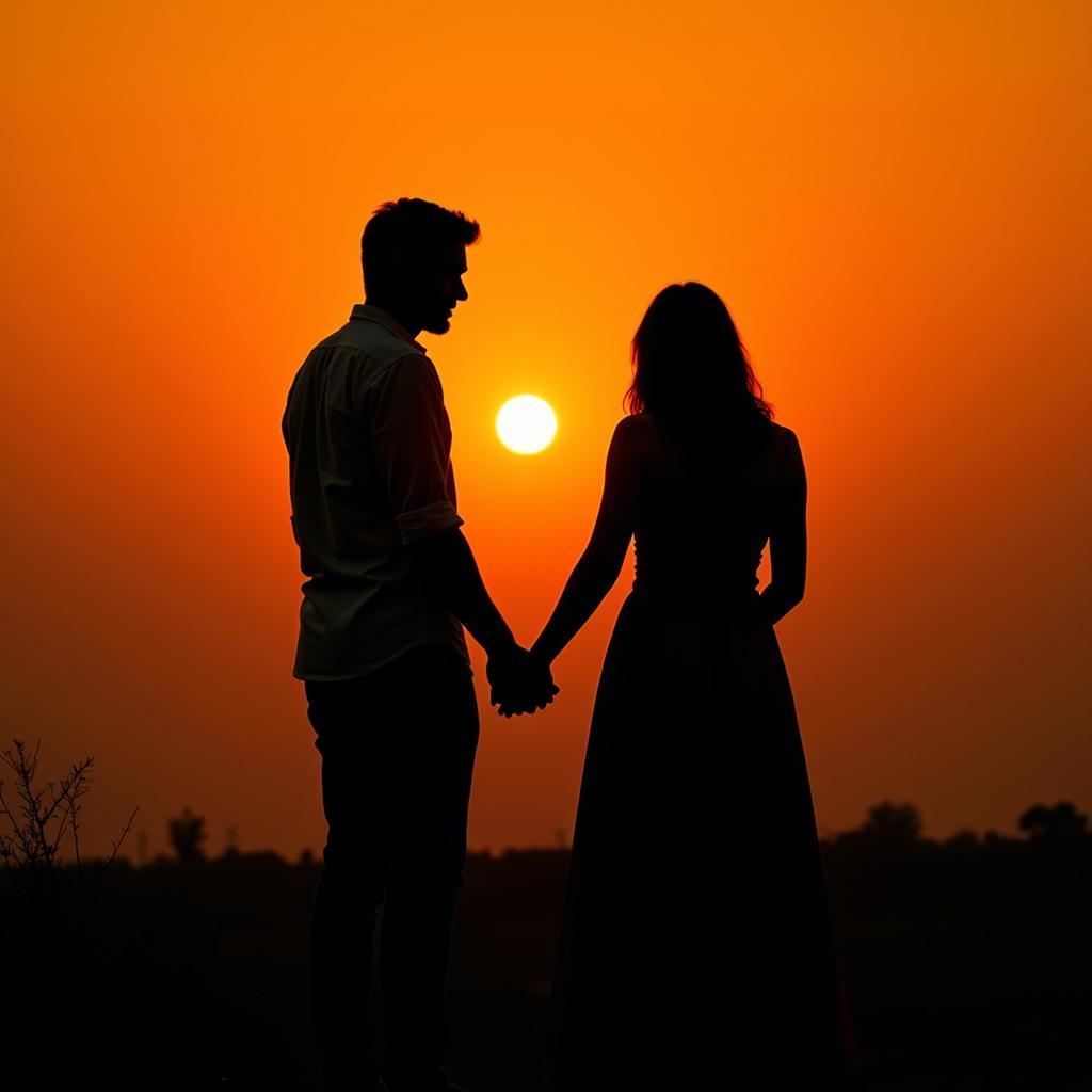 Silhouette of a Couple Representing Heartbreak