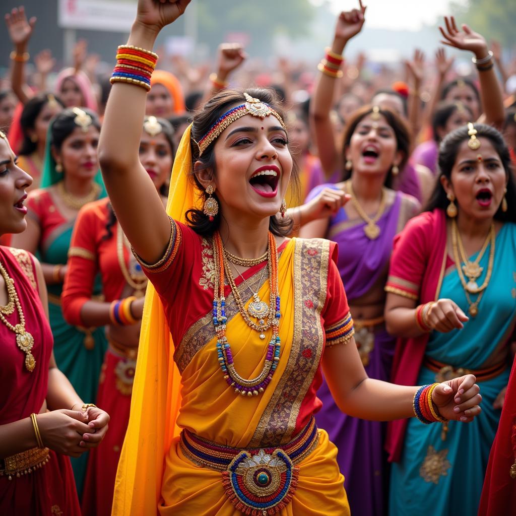 People celebrating a traditional Chhattisgarhi festival.