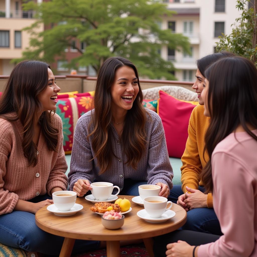 Friends enjoying chai together.