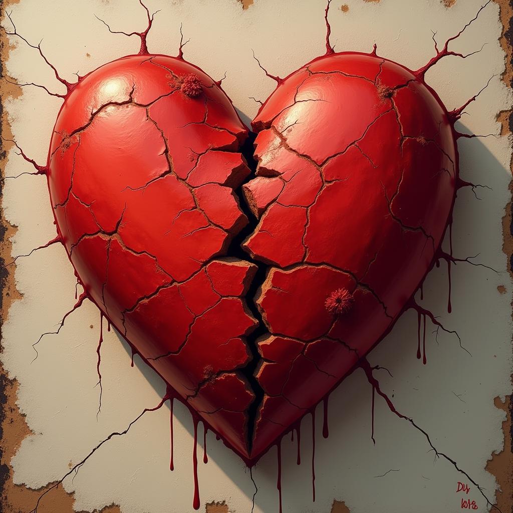 A broken heart symbolizing the pain of letting go