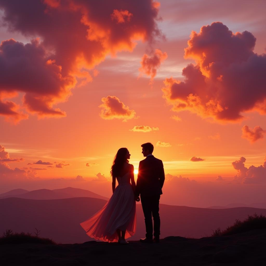 Romantic Couple Looking at Clouds