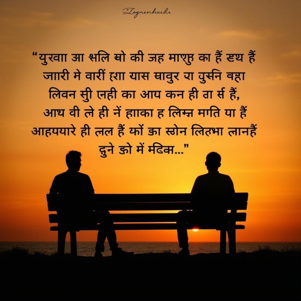 Couple Enjoying Sunset with Hindi Shayari