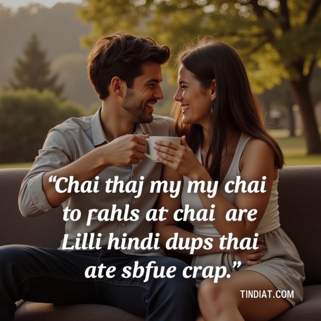 Couple Sharing Chai with Quote Overlay