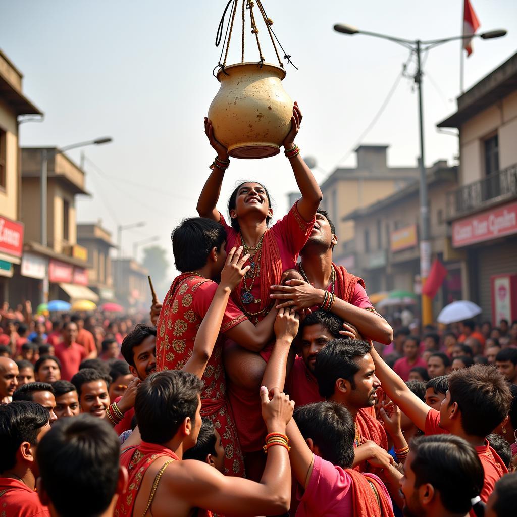 Dahi Handi Celebration during Krishna Janmashtami