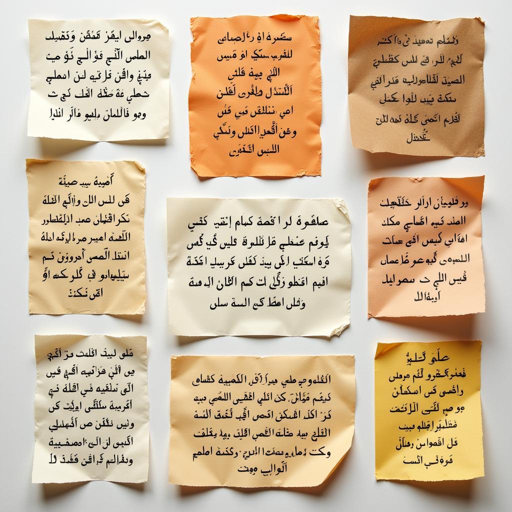 Various forms of shayari written on paper