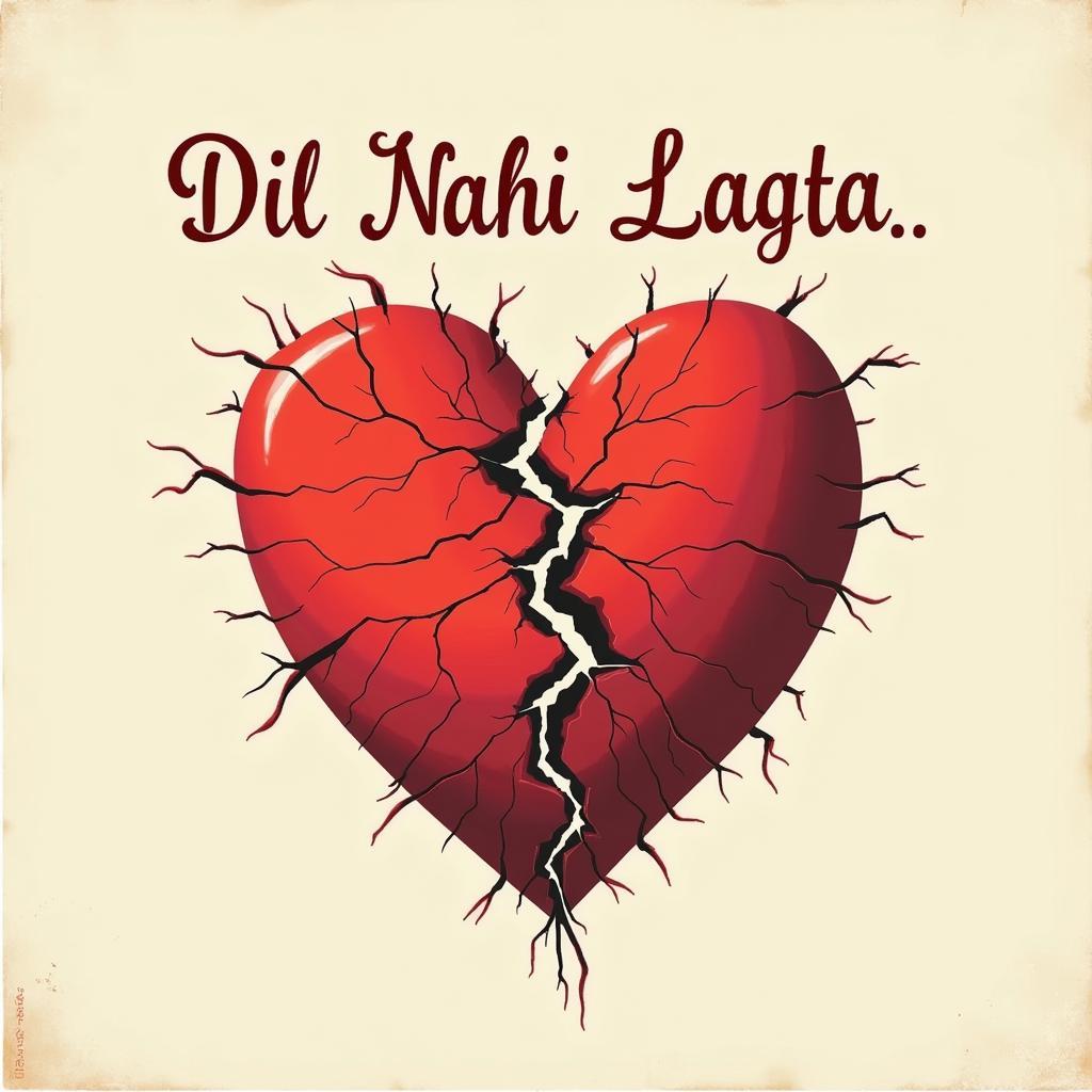 A broken heart with the words "Dil Nahi Lagta" written across it