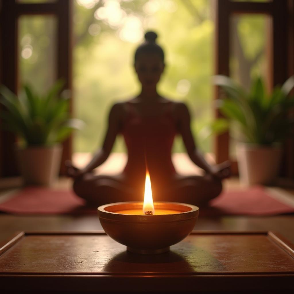 A diya used during meditation or spiritual practice