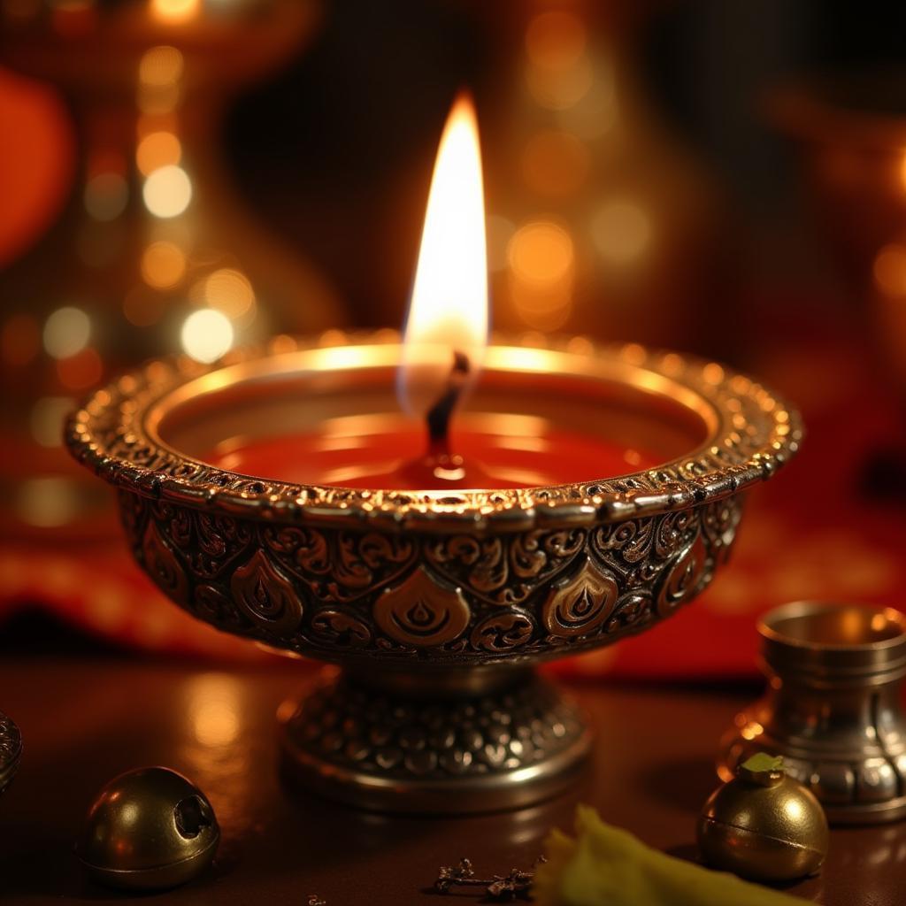 A diya used in a traditional Indian wedding ceremony