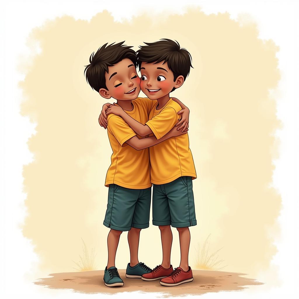 Two Brothers Embracing