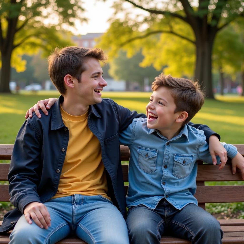 Image of two brothers laughing together