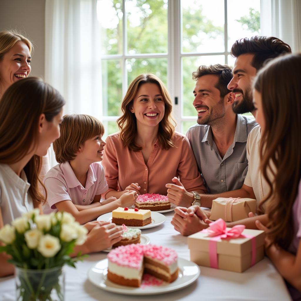 A family celebrating Mother's Day