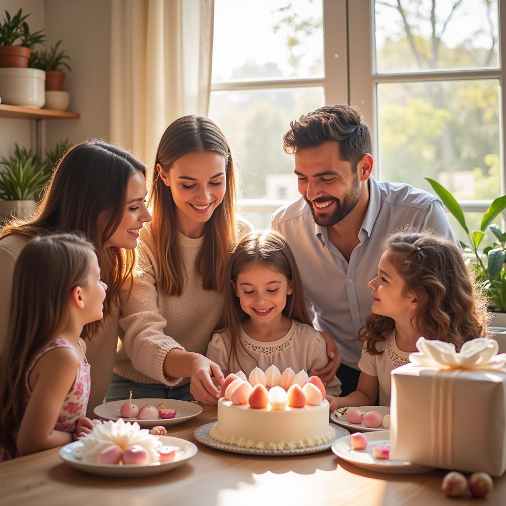 A family celebrating Mother's Day together