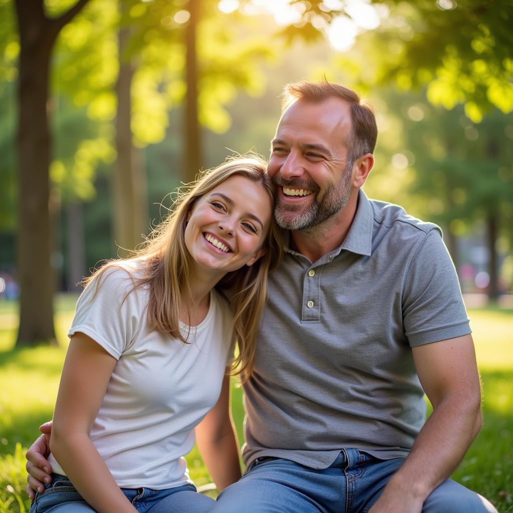 Father and Daughter Sharing a Laugh - A Happy Status Update